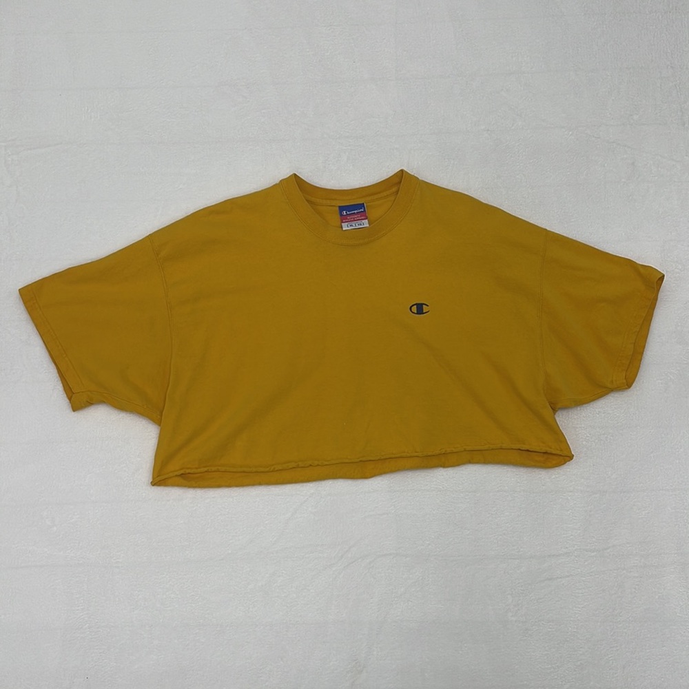 Vintage Champion Crop Short Sleeve Tee Script Logo Womens XL